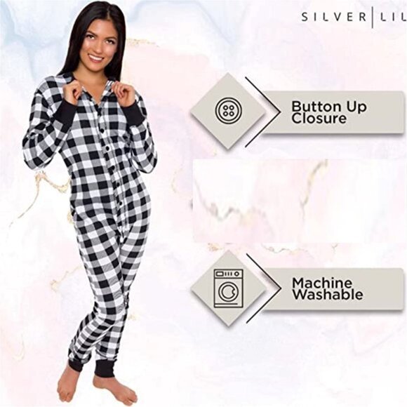 SILVER LILLY Buffalo Plaid Flapjack Pajamas  NEW! - Picture 4 of 10